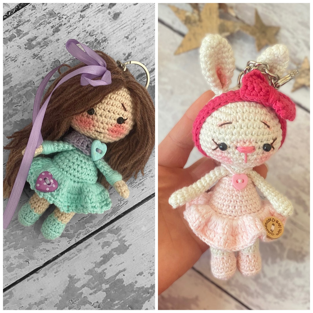 Cute Bunny Keychain. Doll Keychain. Crochet Rabbit Keychain. Etsy