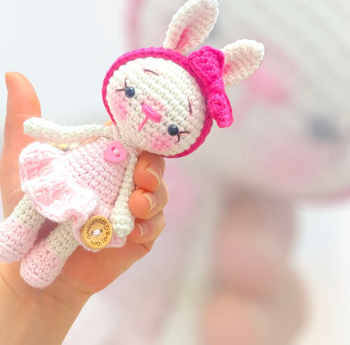 Bunny Keychain Crochet English Pattern. Amigurumi Keychain. Etsy