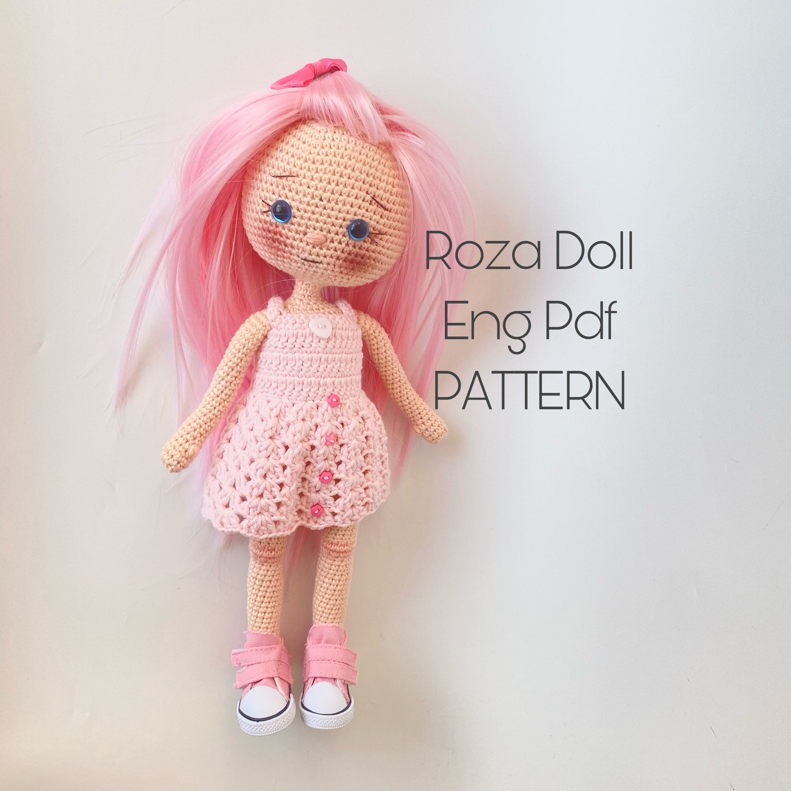 Roza Crochet Doll Making Pattern. Amigurumi Doll Crochet Pattern With