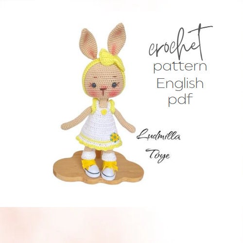 Amigurumi Crochet Tutorial Making Bunny Pattern. Crochet Toy Rabbit Pattern. Crochet Pattern