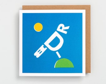 Bird art greeting card - abstract and minimal. Blank inside ( 15cm square )