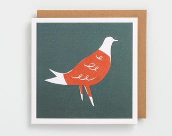 Pigeon art greeting card - abstract and minimal. Blank inside ( 15cm square )