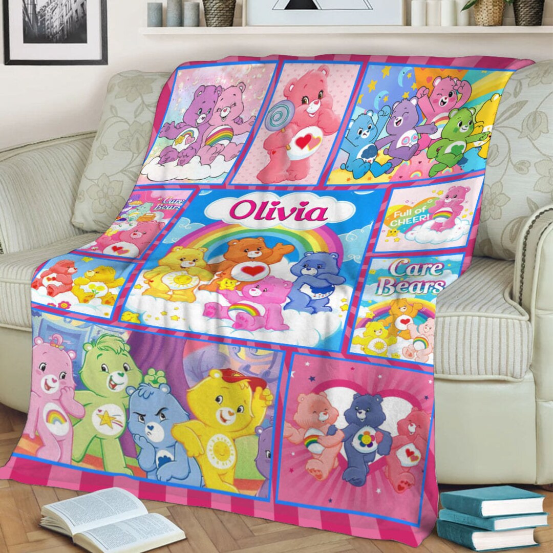 Personalized Care Bears Blanket, Care Bears Group Characters Blanket