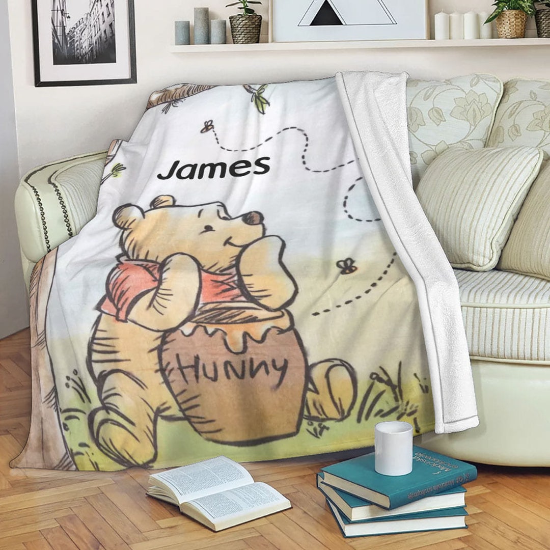 Personalized Winnie the Pooh Blanket, Pooh Bear Blanket, Winnie the