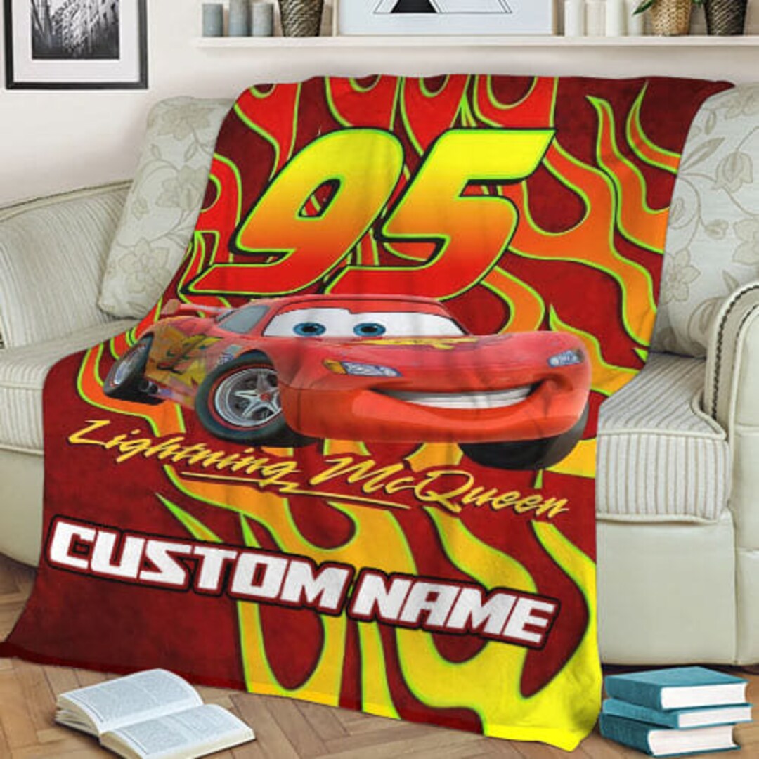 Personalized Cars Lightning Mcqueen Blanket Lightning Mcqueen Etsy