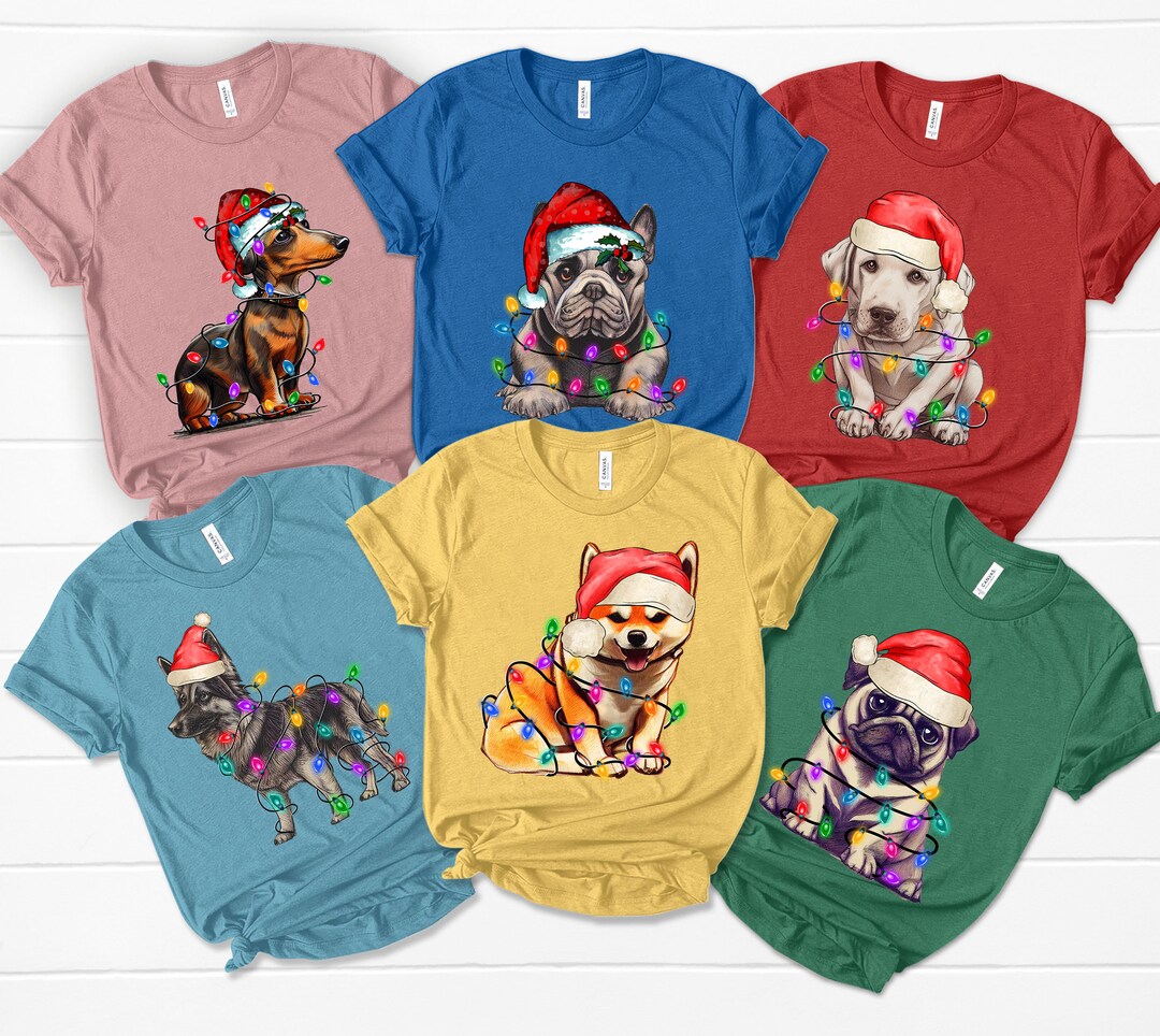 Christmas Shirt Custom Christmas Dog Shirts Christmas Lights Etsy