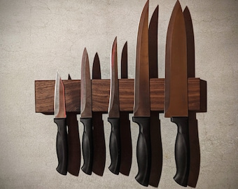 Beautiful knife bar made of solid American walnut - magnetic
