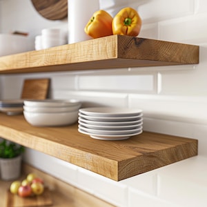 Floating wall shelf, solid oak | straight edge | invisible bracket | handcrafted | oiled or natural image 11