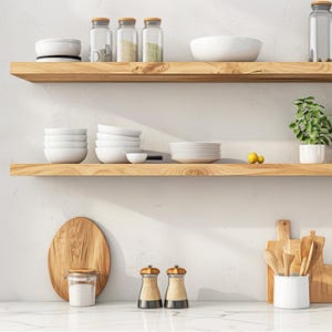 Floating wall shelf, solid oak | straight edge | invisible bracket | handcrafted | oiled or natural image 10