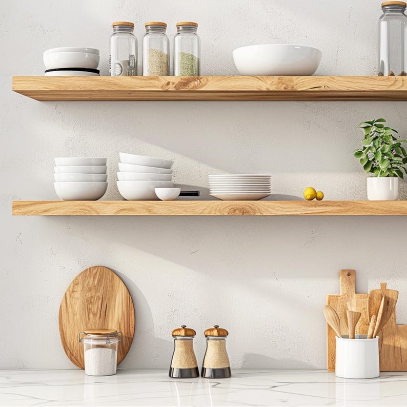 Floating wall shelf, solid oak | straight edge | invisible bracket | handcrafted | oiled or natural image 10