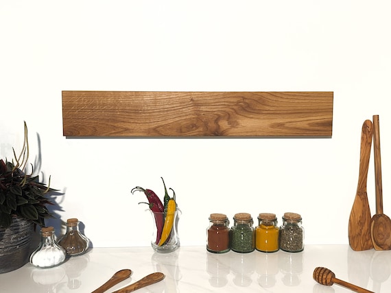 Noble knife rack made of solid oak - magnetic - stylish gift for him & her, or for yourself - enhancing kitchen accessories