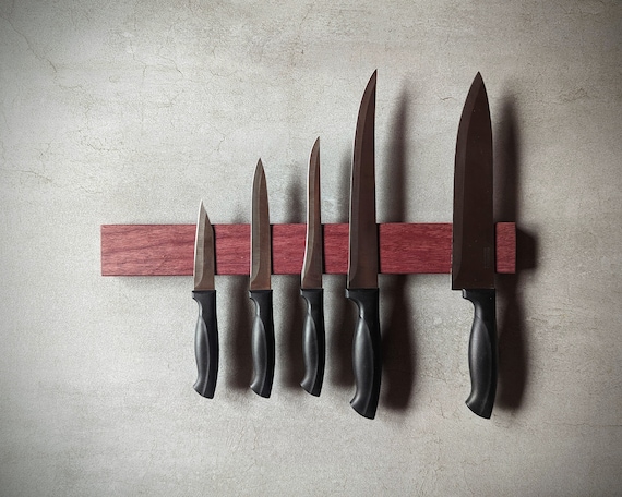 Beautiful knife rack made of rare solid amaranth - magnetic - stylish natural color from purple to lilac