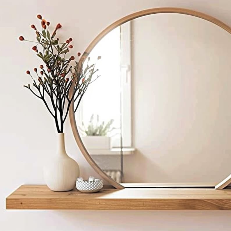 Floating wall shelf, solid oak | straight edge | invisible bracket | handcrafted | oiled or natural image 18