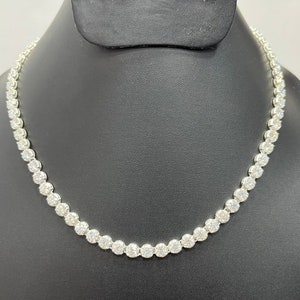 Moissanite Bubble Chain 5 MM Round Necklace, Moissanite Chain Necklace, Infinity Tennis Necklace, 14K Gold Moissanite Jewelry, Birthday Gift
