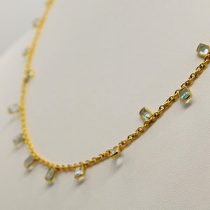 Blue Topaz Sterling Silver Necklace: Minimalist Gemstone Charm