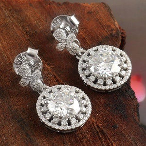 14K White Gold Lab Grown Diamond Earrings: Bridal Statement Jewelry