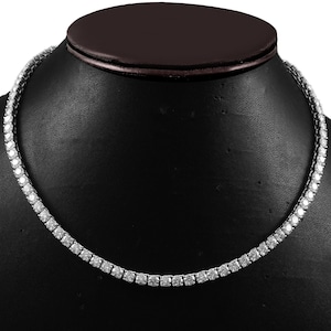 Solid Gold Moissanite Tennis Necklace, Elegancki naszyjnik, Naszyjnik Iced Out, Łańcuszek nieskończoności, Złoty łańcuszek tenisowy, Naszyjnik Moissanite 3 MM