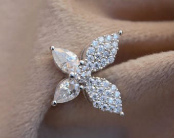 Moissanite Butterfly Necklace - Sterling Silver Pendant, Nature Inspired