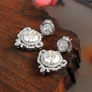 Solid Gold Diamond Earrings, High Quality Jewelry, Lab Diamond Dangling Earrings, 14K, 18K White Gold Earrings, Designer Wedding Earrings