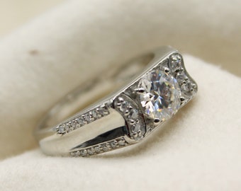 Moissanite Diamond Men's Ring: 925 Sterling Silver Wedding Proposal