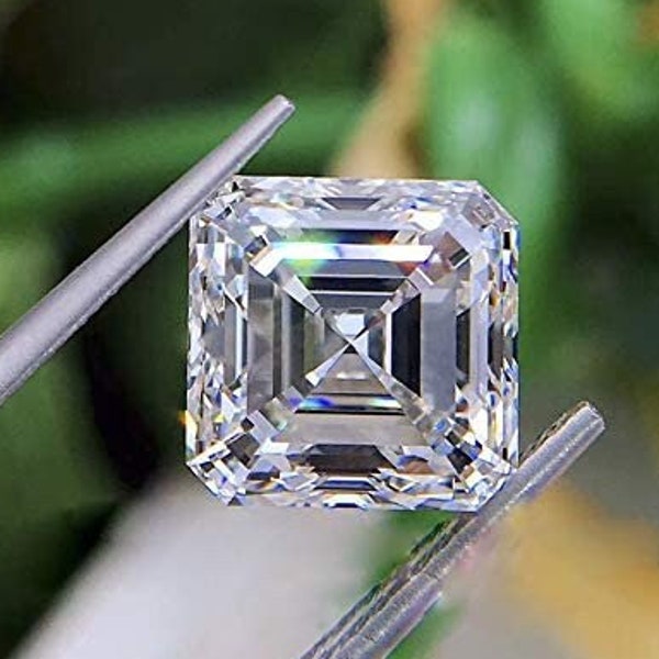 Asscher Cut Moissanite Diamond Stone with GRA Certificate D Color VVS1 | Krupp cut moissanite| All Asscher Gemstone Sizes Available