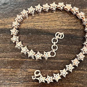 Moissanite star bracelet, 925 sterling silver adjustable chain bracelet, affordable luxury bracelet, available in sterling silver, gold plated, rose gold plated, minimalist designer bracelet, handcrafted jewelry gift