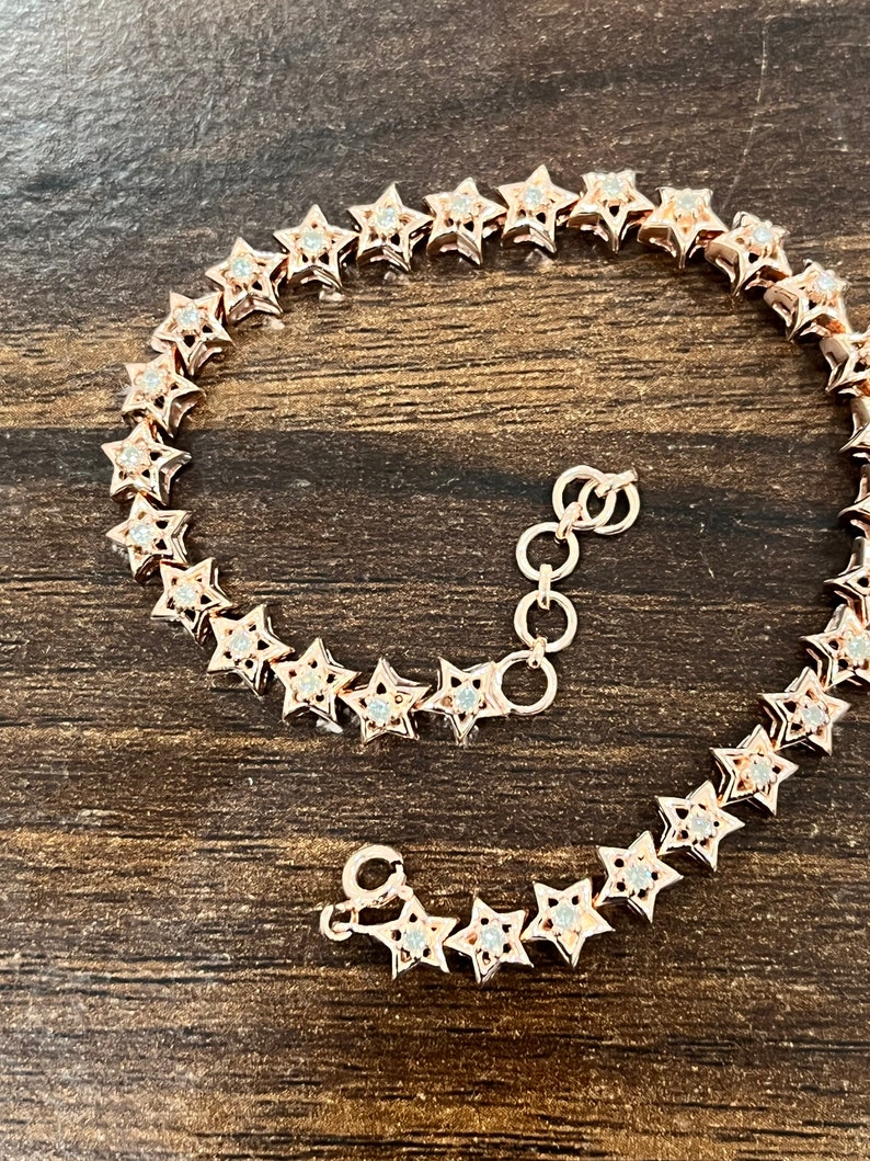 Moissanite star bracelet, 925 sterling silver adjustable chain bracelet, affordable luxury bracelet, available in sterling silver, gold plated, rose gold plated, minimalist designer bracelet, handcrafted jewelry gift