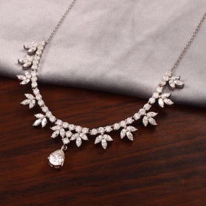 Gold Moissanite Necklace: D VVS1 Clarity, Bridal Wedding Jewelry