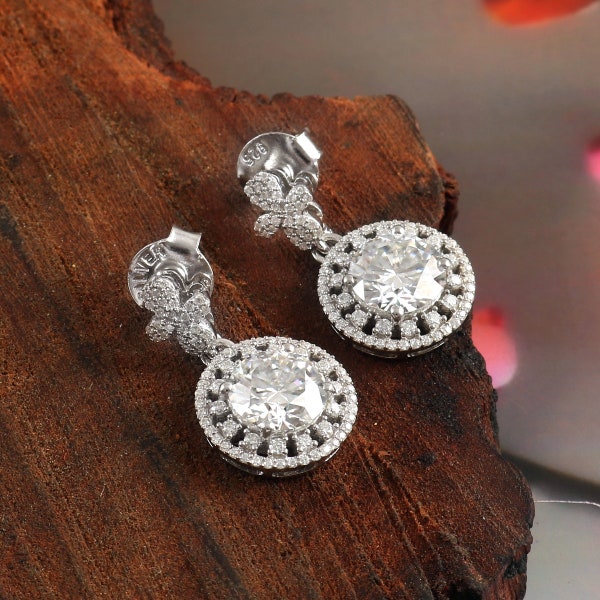 Silver Dangle Moissanite Earring\ Ultra Fast Delivery\ Earrings For Women\ Moissanite Earring\ Perfect Gift For Her\ Earring For Special One