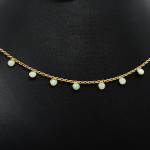 Collar con dije de ópalo, delicada joyería de ópalo, collar con piedra de nacimiento de octubre, collar de plata de ley 925