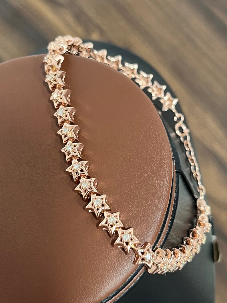 Moissanite star bracelet, 925 sterling silver adjustable chain bracelet, affordable luxury bracelet, available in sterling silver, gold plated, rose gold plated, minimalist designer bracelet, handcrafted jewelry gift