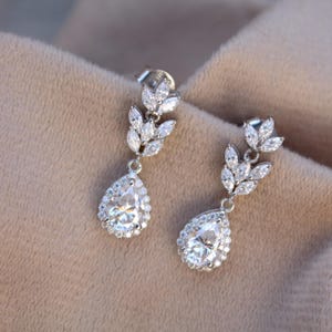 Colorless Moissanite Drop Earrings, 925 Sterling Silver Push Back Earrings, D VVS 1 Moissanite