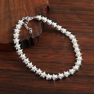 Moissanite star bracelet, 925 sterling silver adjustable chain bracelet, affordable luxury bracelet, available in sterling silver, gold plated, rose gold plated, minimalist designer bracelet, handcrafted jewelry gift