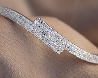 Moissanite Cuff Bracelet: Twisted Sterling Silver Party Jewelry - Duty Tariff Paid to US