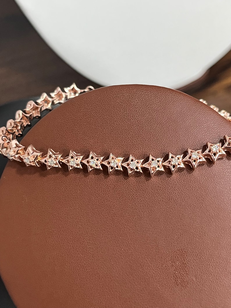 Moissanite star bracelet, 925 sterling silver adjustable chain bracelet, affordable luxury bracelet, available in sterling silver, gold plated, rose gold plated, minimalist designer bracelet, handcrafted jewelry gift