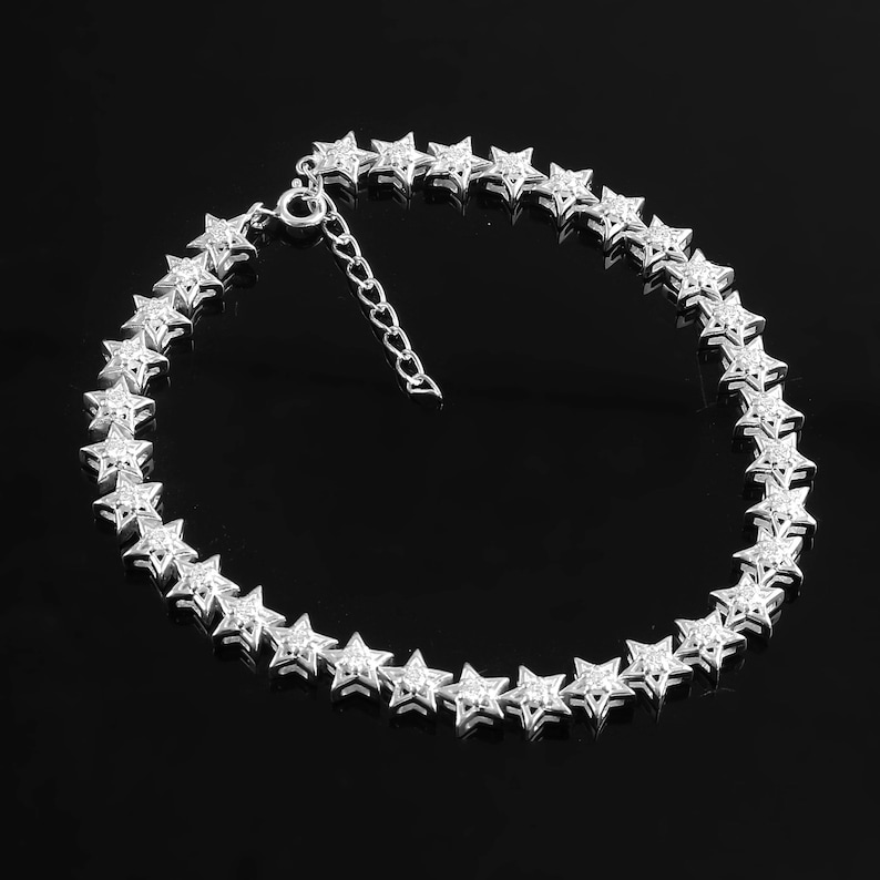 Moissanite star bracelet, 925 sterling silver adjustable chain bracelet, affordable luxury bracelet, available in sterling silver, gold plated, rose gold plated, minimalist designer bracelet, handcrafted jewelry gift