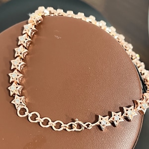 Moissanite star bracelet, 925 sterling silver adjustable chain bracelet, affordable luxury bracelet, available in sterling silver, gold plated, rose gold plated, minimalist designer bracelet, handcrafted jewelry gift