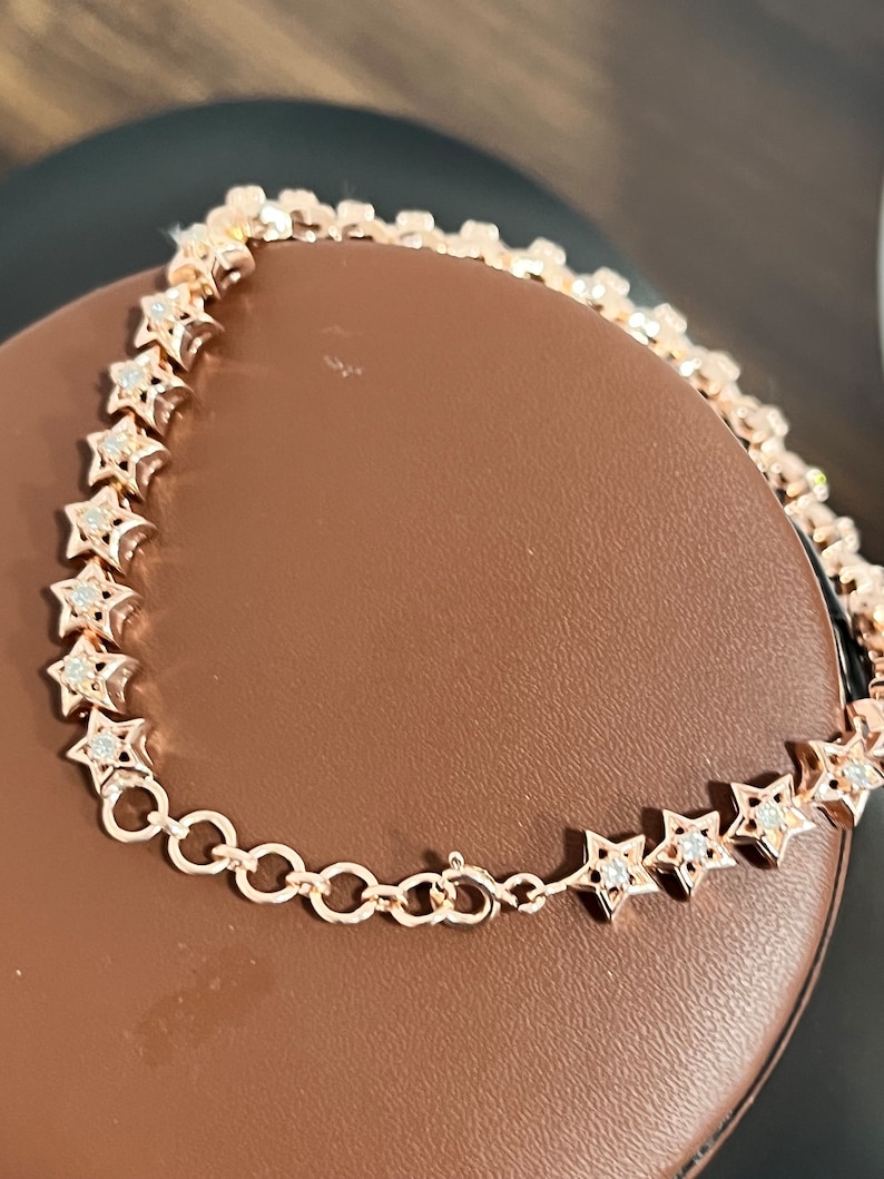 Moissanite star bracelet, 925 sterling silver adjustable chain bracelet, affordable luxury bracelet, available in sterling silver, gold plated, rose gold plated, minimalist designer bracelet, handcrafted jewelry gift
