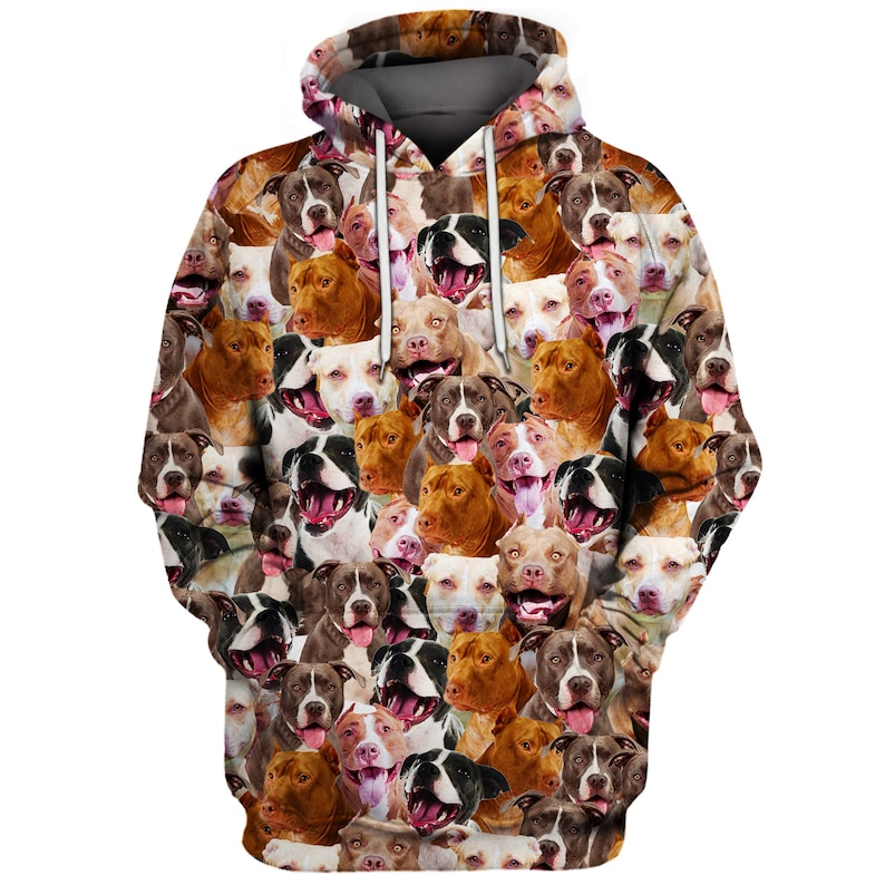 Full American Pitbull Terrier Dog Face Hoodie Gifts for Dog Etsy