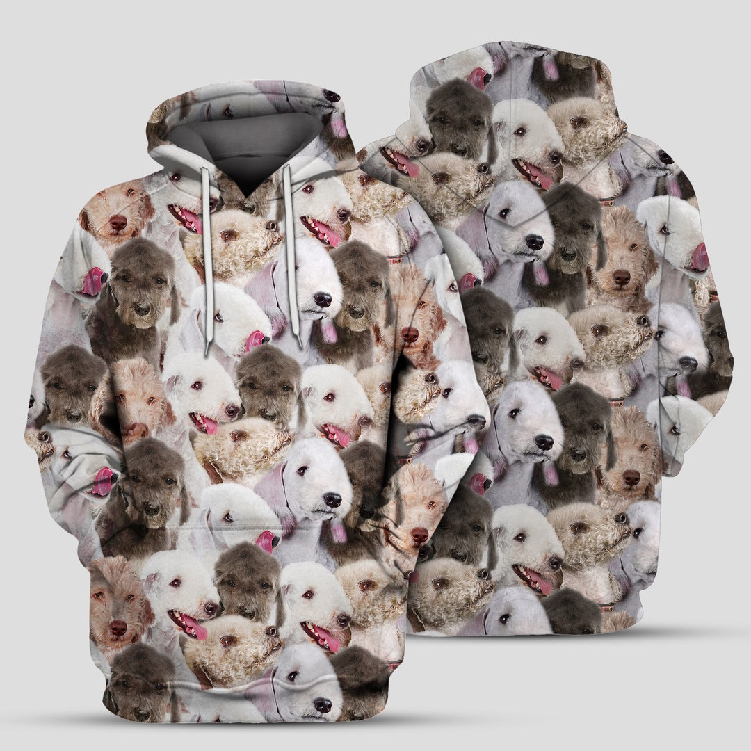 Full Bedlington Terrier Dog Face Hoodie Gifts for Dog Lovers, Pet