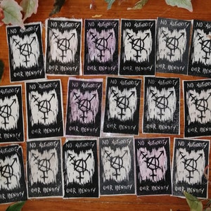 trans  punk patch!!!! no authority over identity!  by goblinandrogyny <3