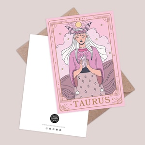 Stier Karte. Horoskop Grußkarte. Sternzeichen Geburtstagskarte. Stier Sternzeichen Geburtstagskarte. Konstellationskarte. Tarotkarten. Sternzeichen-Karte.
