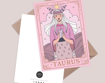 Carte Taureau. Carte de voeux horoscope. Carte d'anniversaire du zodiaque. Carte d'anniversaire signe astrologique taureau. Carte de la constellation. Cartes de tarot. Carte du zodiaque.