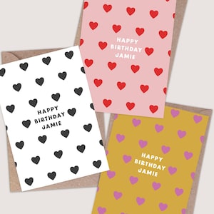 Personalisierte Liebe Herzen Karte. Love Herzkarte. Personalisierte Geburtstagskarte. Herz-Geburtstagskarte. Liebeskarte. Liebesbotschaft. Niedliche Herzchen Karte.