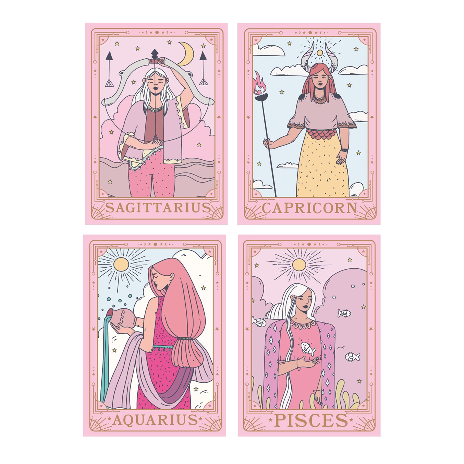 Aquarius Card. Horoscope Birthday Card. Astrology Card. Zodiac Birthday ...