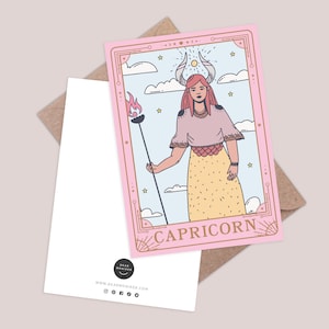 Carte de Capricorne. Carte de voeux horoscope. Carte d'anniversaire du zodiaque. Carte d'anniversaire signe astrologique Capricorne. Carte de la constellation. Cartes de tarot.