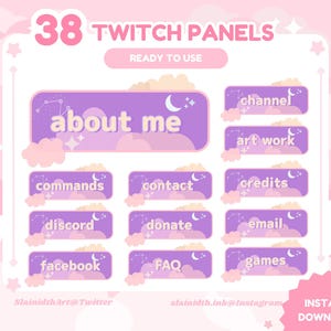 58x Cozy Dreamy Twitch Pannels and Social Media Labels Pack