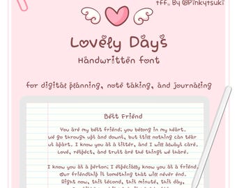Cute Handwritten Font for Digital Planning, Note-taking, and Journaling ...