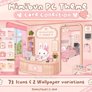 Windows Desktop Theme: Mimibun Care Kawaii Icons, and Custom Cursor