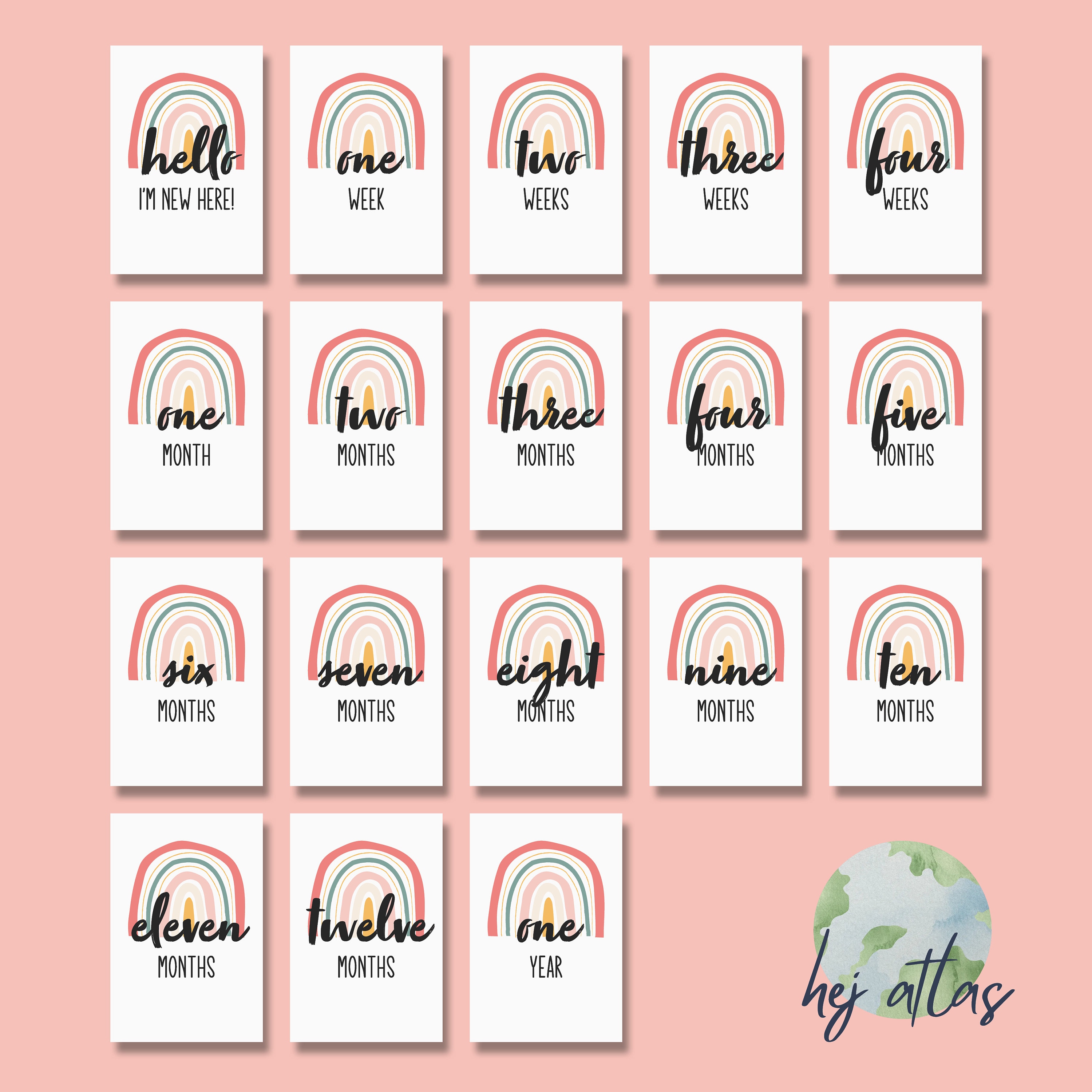 Rainbow Baby Milestone Cards – Printable Photo Props (digital Download ...